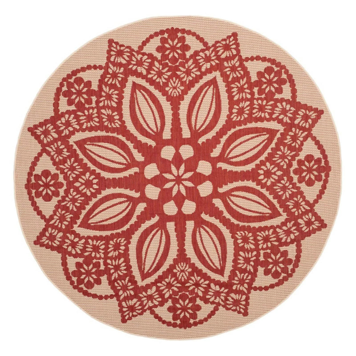 Beige Black Medallion Indoor Outdoor Area Rug Y24353