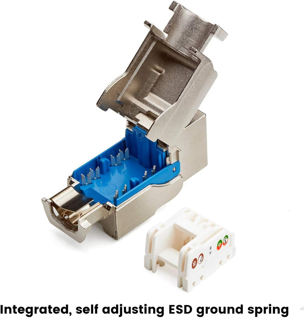 Cat6 Toolless Shielded Keystone Jack, RJ45 Female, 12 Pack W772