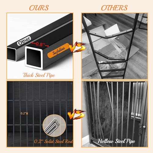 Heavy Duty Wooden Dog Crate with 3 Doors and 3-Layer Storage Shelves L2846