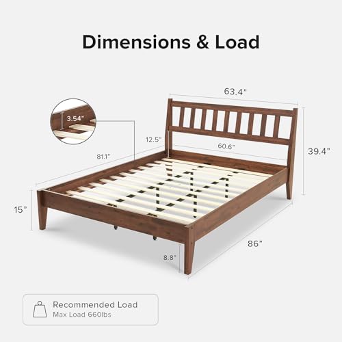 Queen Solid Wood Platform Bed Frame with Headboard O5783