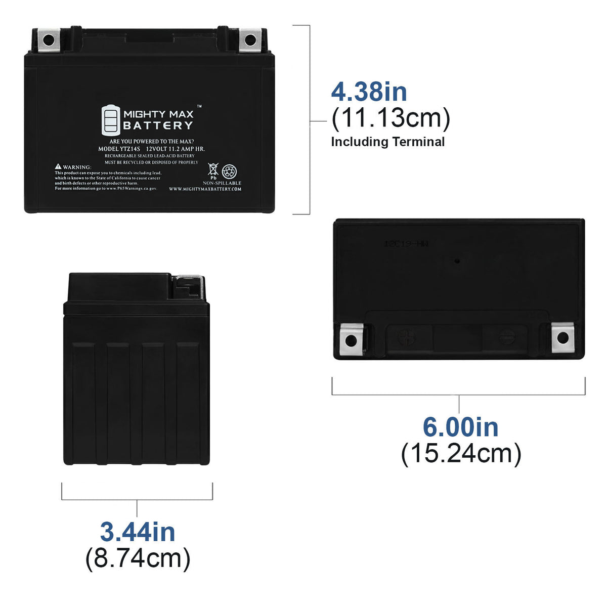 12 Volt 11.2 AH Rechargeable SLA AGM Motorcycle Battery A554