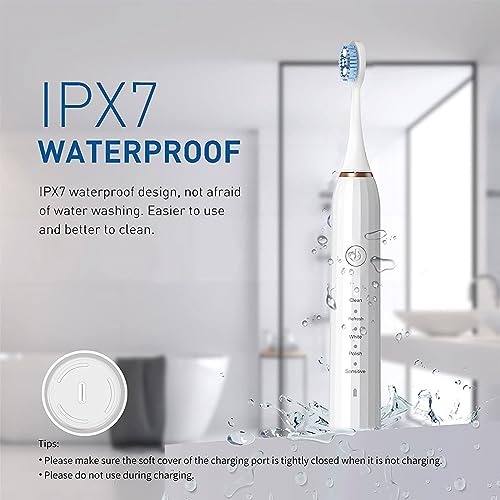 Rechargeable Electric Toothbrush with 4 Heads 5 Modes Black R173