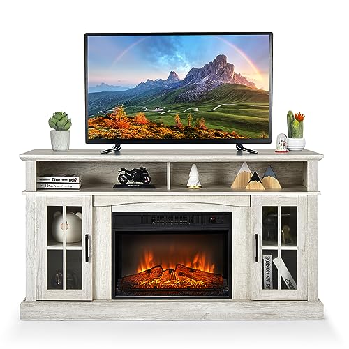 Grey Electric Fireplace TV Stand J38456