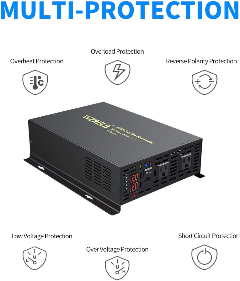 1500W 12V Pure Sine Wave Power Inverter with Remote Controller X132