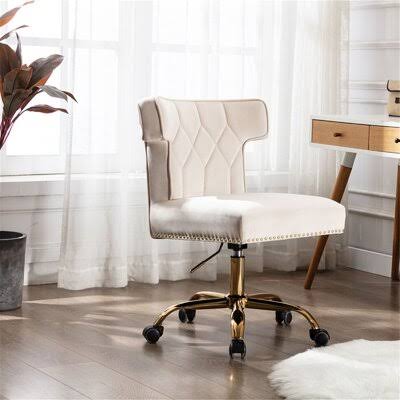 Beige Velvet Task Chair P4348