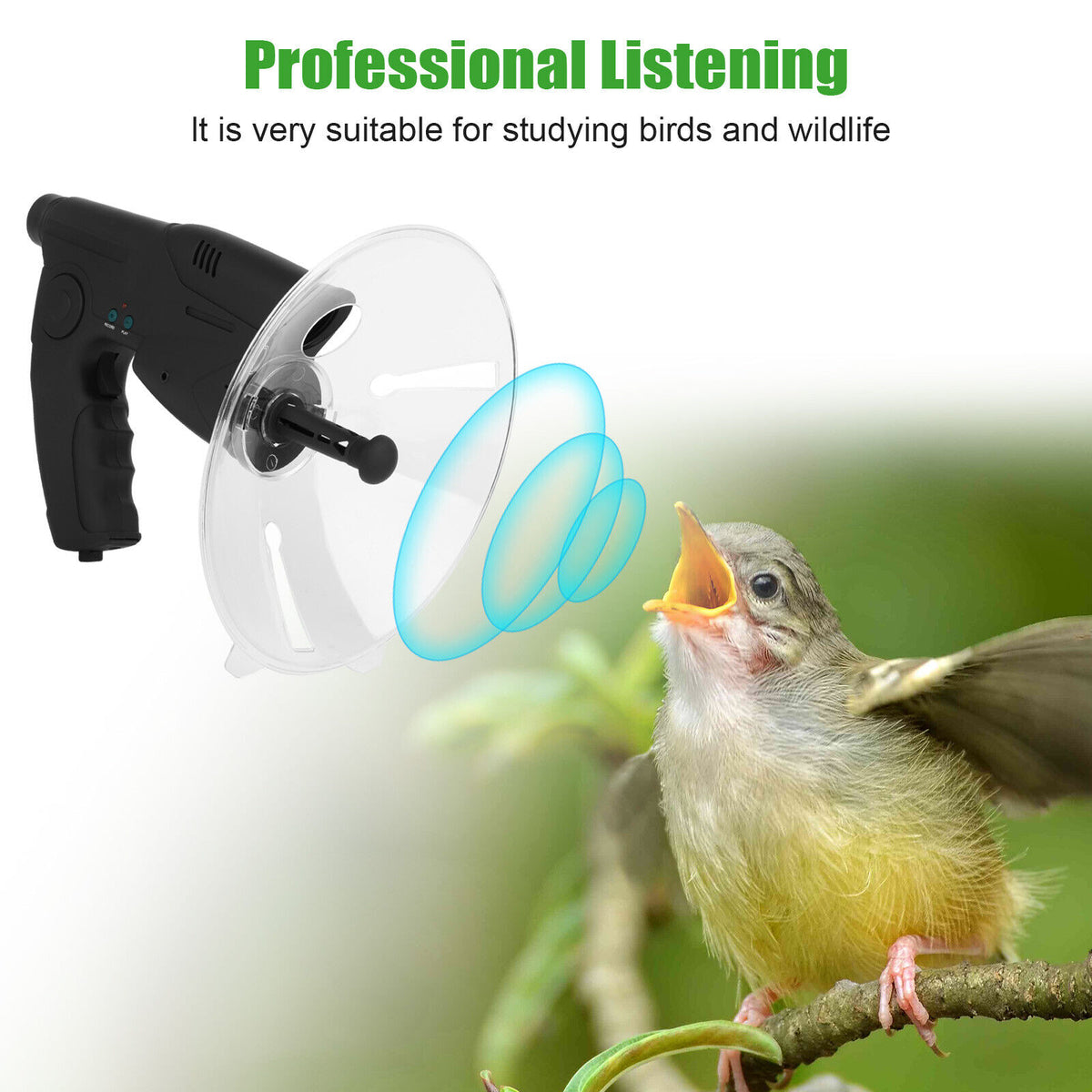 Parabolic Sonic Listening Device Microphone Amplifier 8X Bionic Ear N134