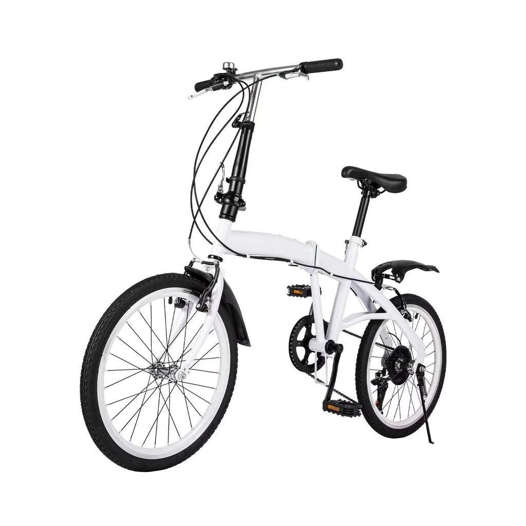 White Folding Bike 6 Speed Gears with Mudguard S4059