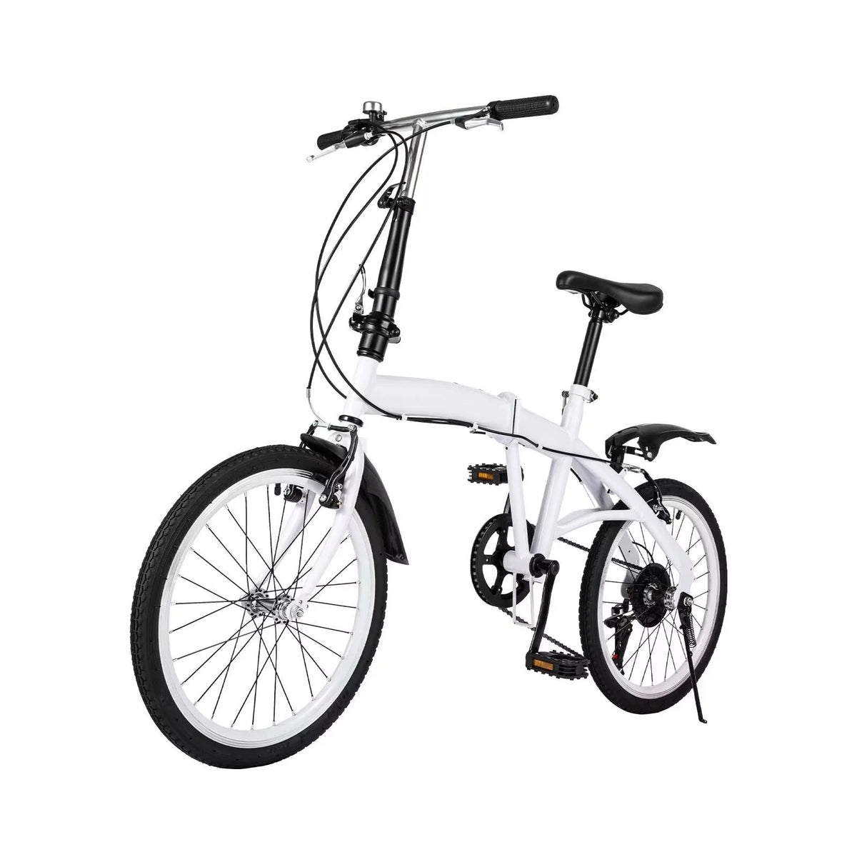 White Folding Bike 6 Speed Gears with Mudguard S4059