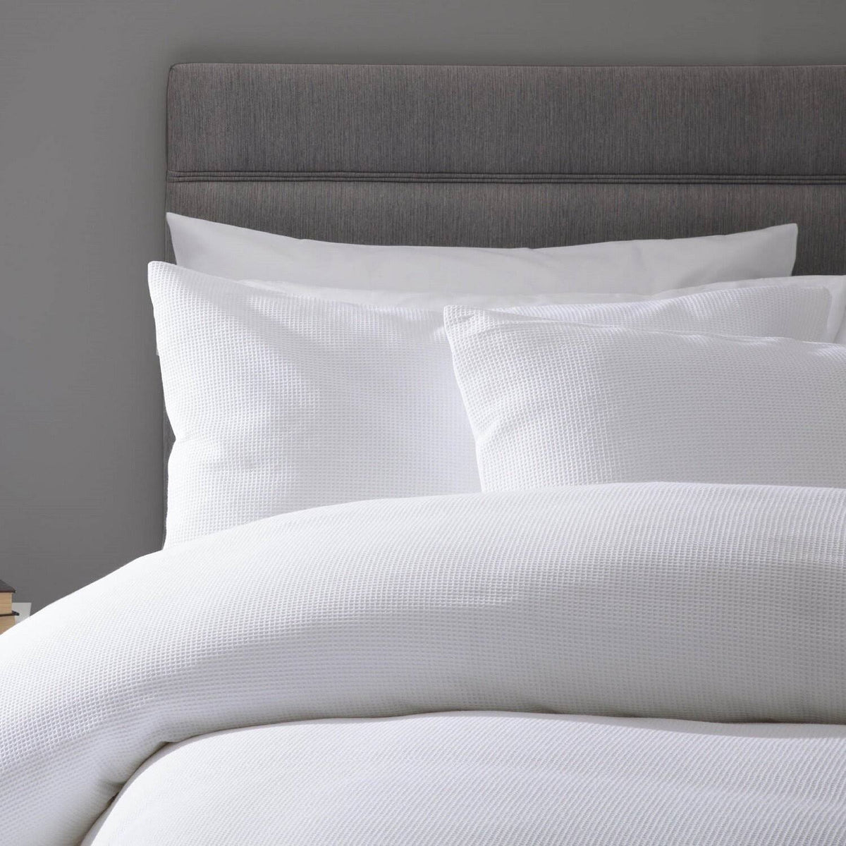 Queen White Cotton Waffle Weave Cover Set I163120