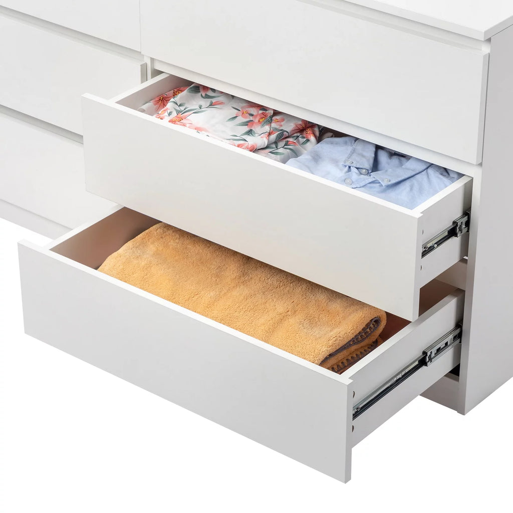White 6 Drawer Double Dresser F937