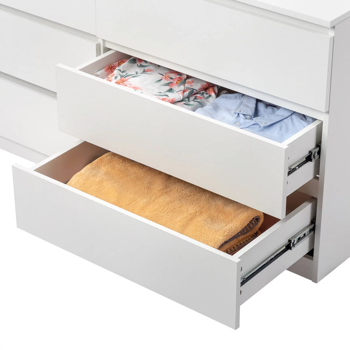White 6 Drawer Double Dresser F937