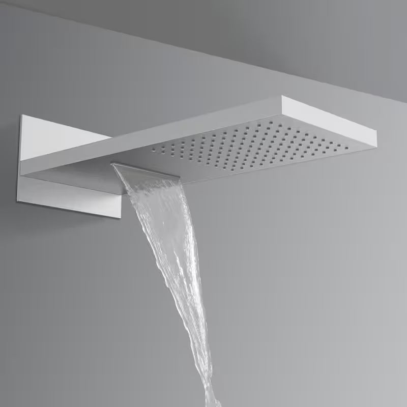 1-Handle 3-Spray Wall Mount Shower Faucet with 9 in. Rainfall Shower Head in Brushed Nickel R782036