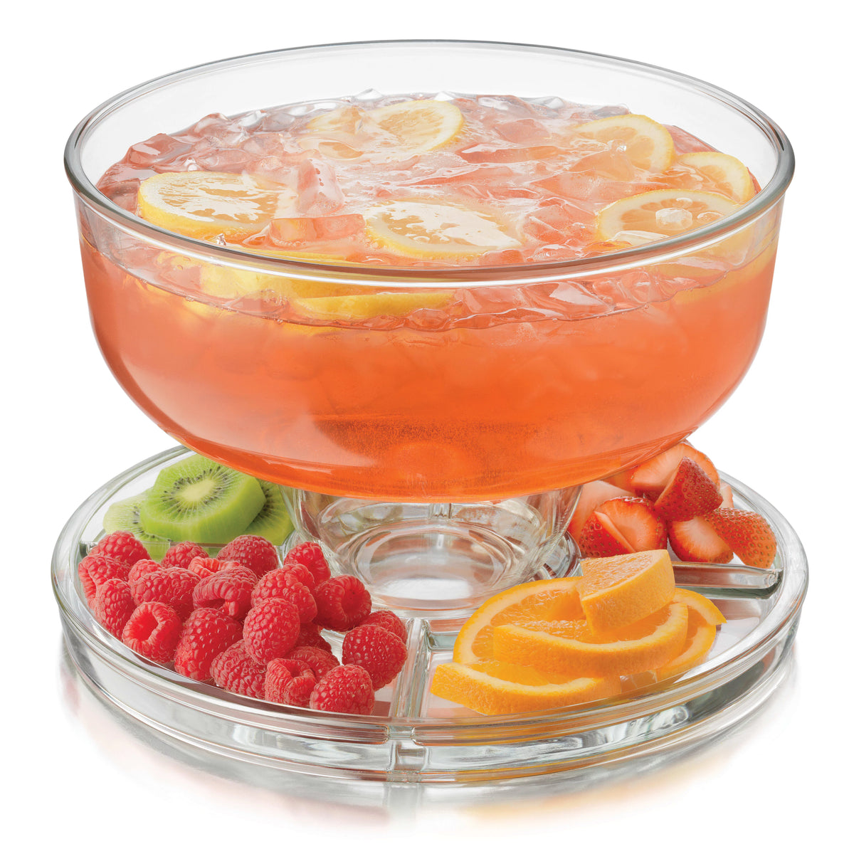 6-in-1 Glass Server, Punch Bowl, Chip and Dip Bowl, Cake Stand Y323167