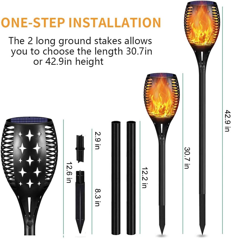Solar Outdoor Torch Lights LED Landscape Lighting, 4 Pack Q64571