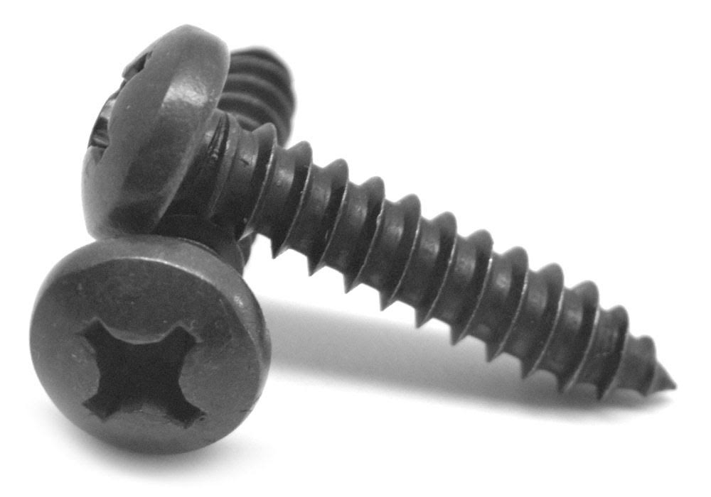10-12 x 1 1/4 Sheet Metal Screw Phillips Pan Head Type A Low Carbon Steel Black Oxide D7893