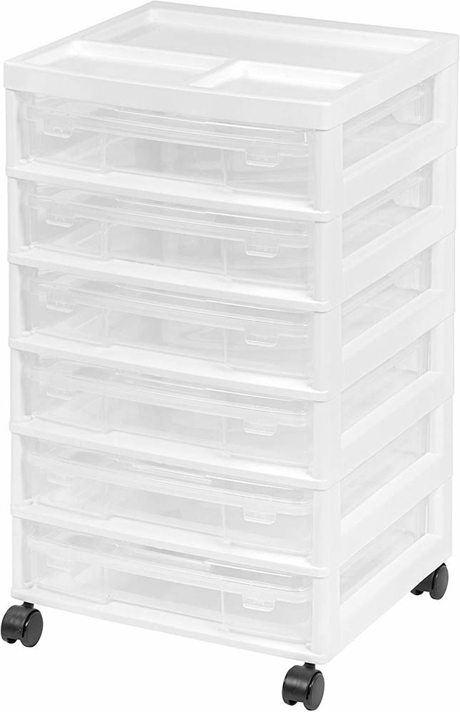Black White 6-Case Scrapbook Cart S9470