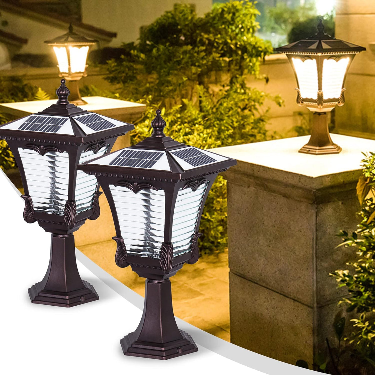 Solar Post Lights Outdoor 2 Pack Y925448