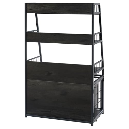 Heavy Duty Wooden Dog Crate with 3 Doors and 3-Layer Storage Shelves L2846