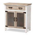 White and Oak Brown Wood 2-Door Storage Cabinet R161