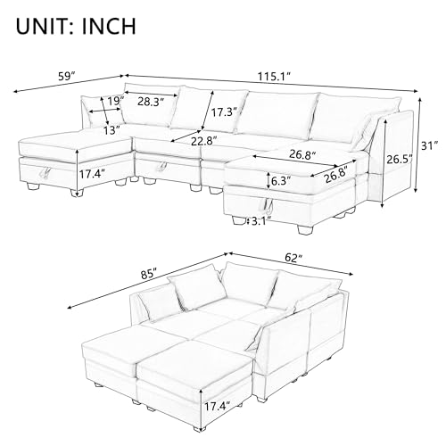 Beige Chenille 2 Piece L-Shape Modular Sectional Sofa I306