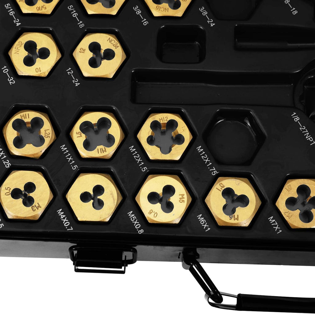 86 Piece Metric and SAE Titanium Coated Tap and Die Set with Metal Carrying Case K6960