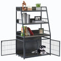 Heavy Duty Wooden Dog Crate with 3 Doors and 3-Layer Storage Shelves L2846