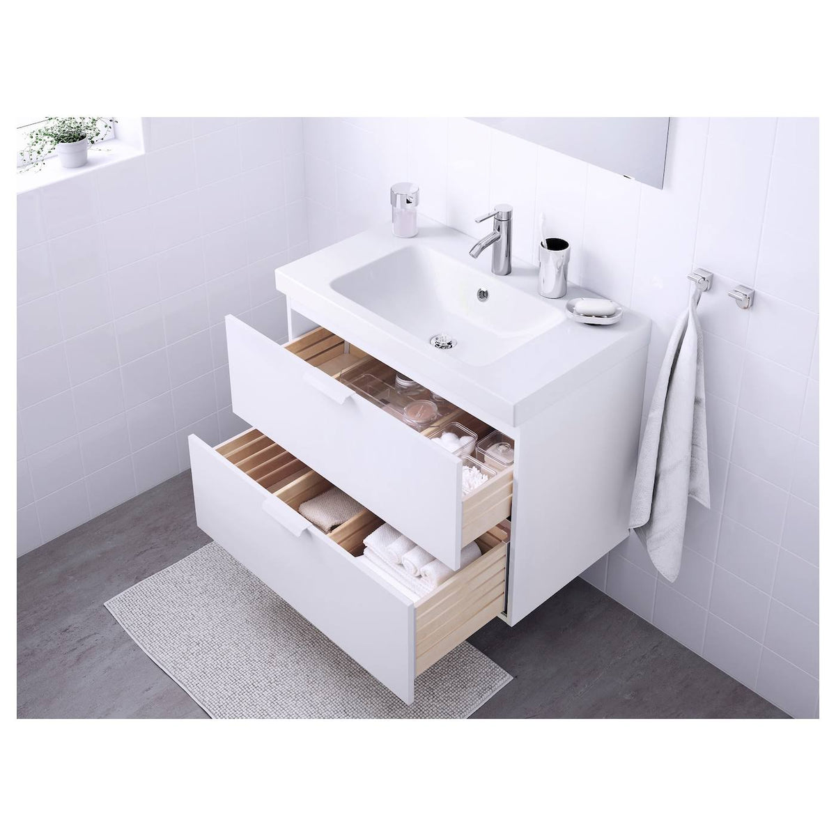 White Sink Cabinet with 2 Drawers J8976