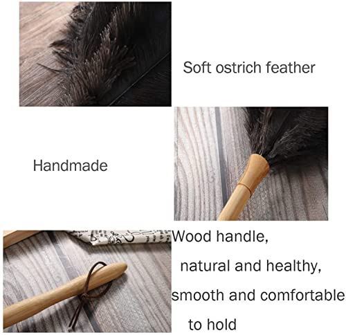 Black 16" 2Pieces Ostrich Feather Duster with Wooden Handle O403