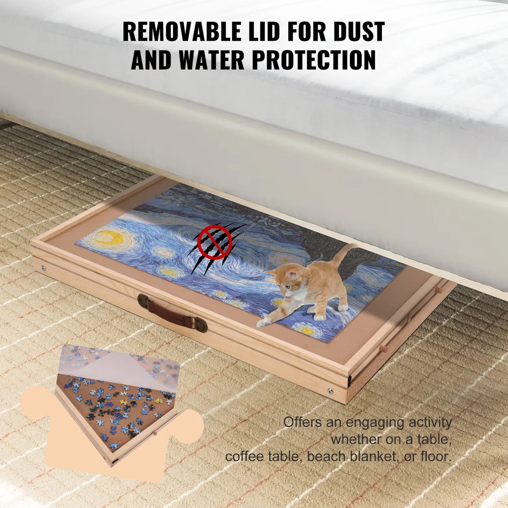 1500 Piece Puzzle Board with Folding Legs & 4 Sliding Drawers 32.7" x 24.6" Wooden Jigsaw Puzzle Table C9209