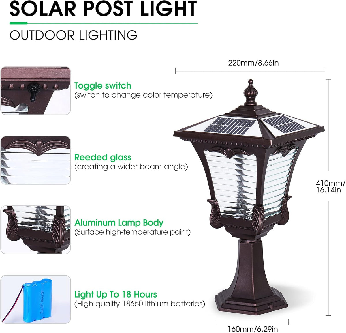 Solar Post Lights Outdoor 2 Pack Y925448