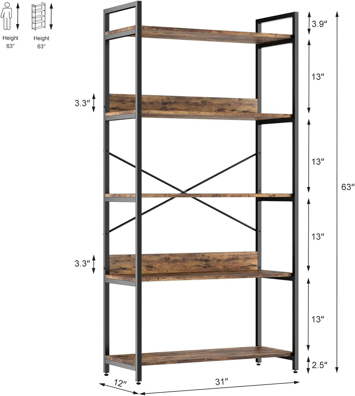 4 Tier Wood and Metal Bookshelf J521078