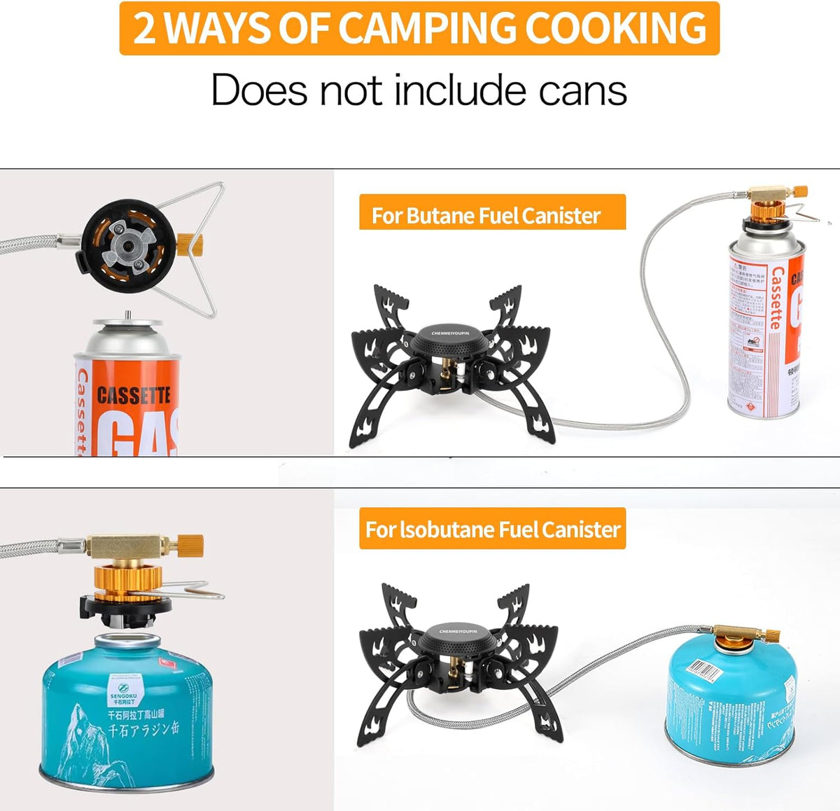 Portable Camping Stove with Adapter Wok Stand Q75110