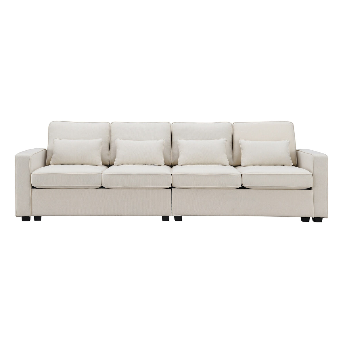 4-Seater Linen Fabric Sofa with 4 Pillows D35115