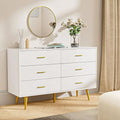 White 6 Drawer Wood Dresser with Gold Metal Handles M65388
