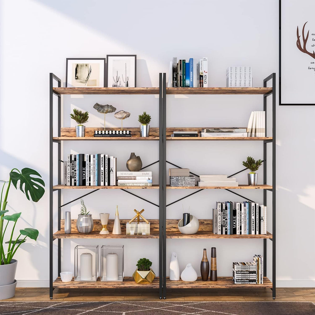 4 Tier Wood and Metal Bookshelf J521078
