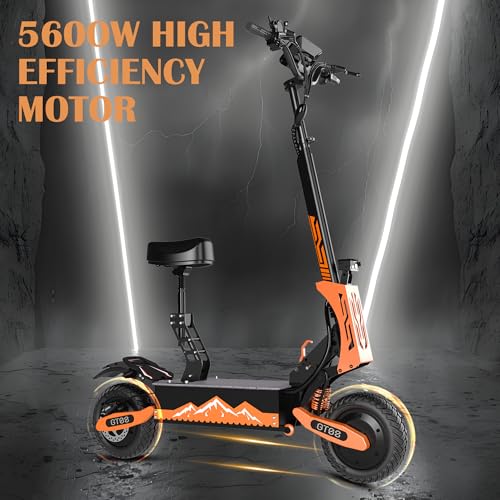 60V 27AH Electric Scooter with 5600W Dual Motor, 50MPH Speed, 40 Miles Range, 11" Vacuum Off-Road Tires, Folding E-Scooter Y604636