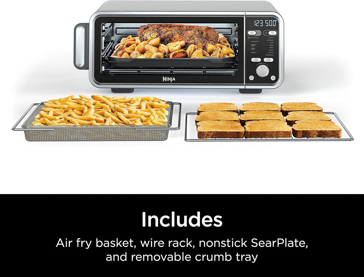 13-in-1 Air Fry Countertop Oven with Air Fry Basket, SearPlate, Wire Rack & Crumb Tray, Silver G433