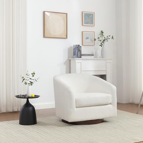 Oversized 360 Swivel Barrel Chair with Wood Base in Brown N646725