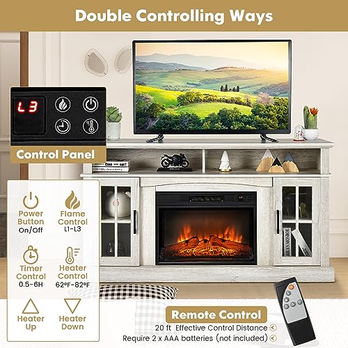 Grey Electric Fireplace TV Stand J38456