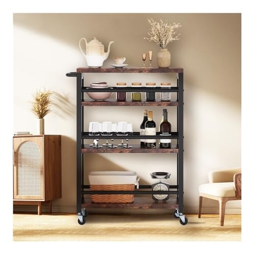 Black 4-Tier Slim Rolling Storage Cart I4923