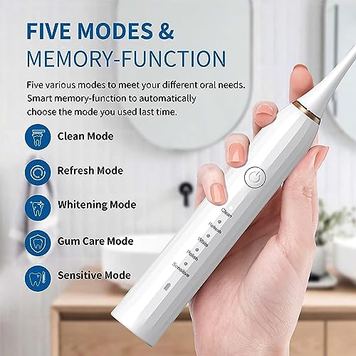 Rechargeable Electric Toothbrush with 4 Heads 5 Modes Black R173