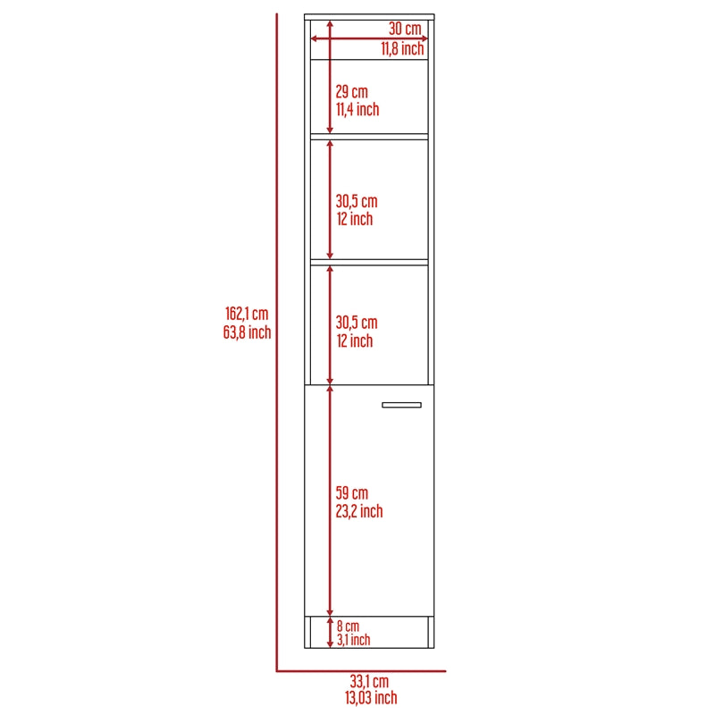 White One Door Linen Cabinet B3040