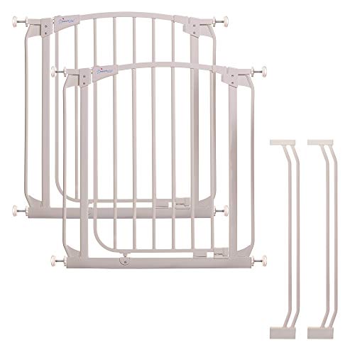 White Auto Close Security Gate Value Pack (Includes 2 Gates and 2 Extensions) C8696