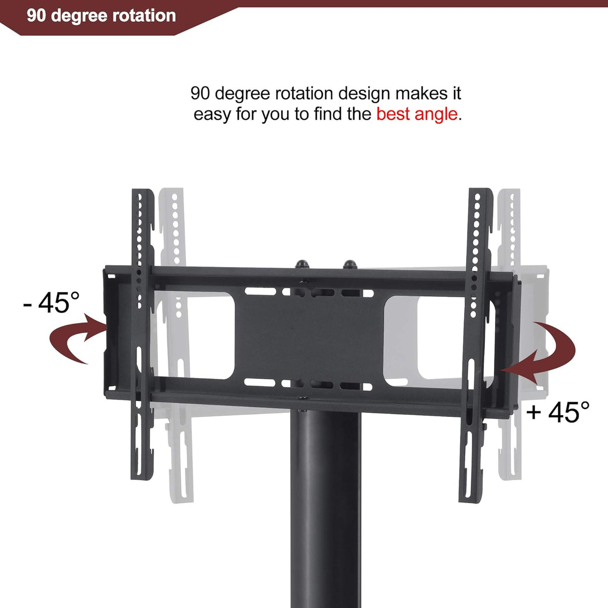 Angle and Height Adjustable Black Tempered Glass TV Stand Y497086
