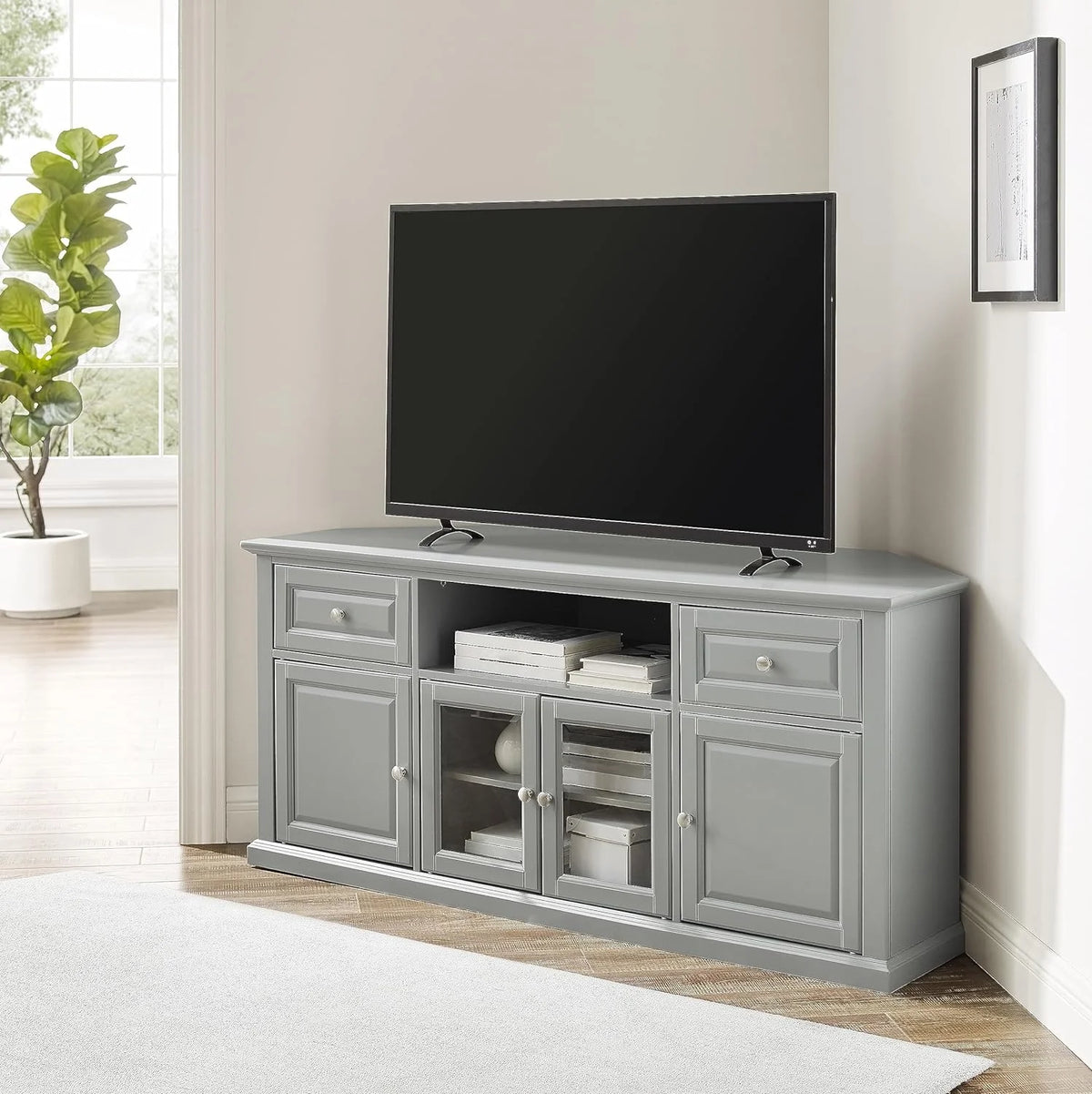 Gray Corner TV Stand J142