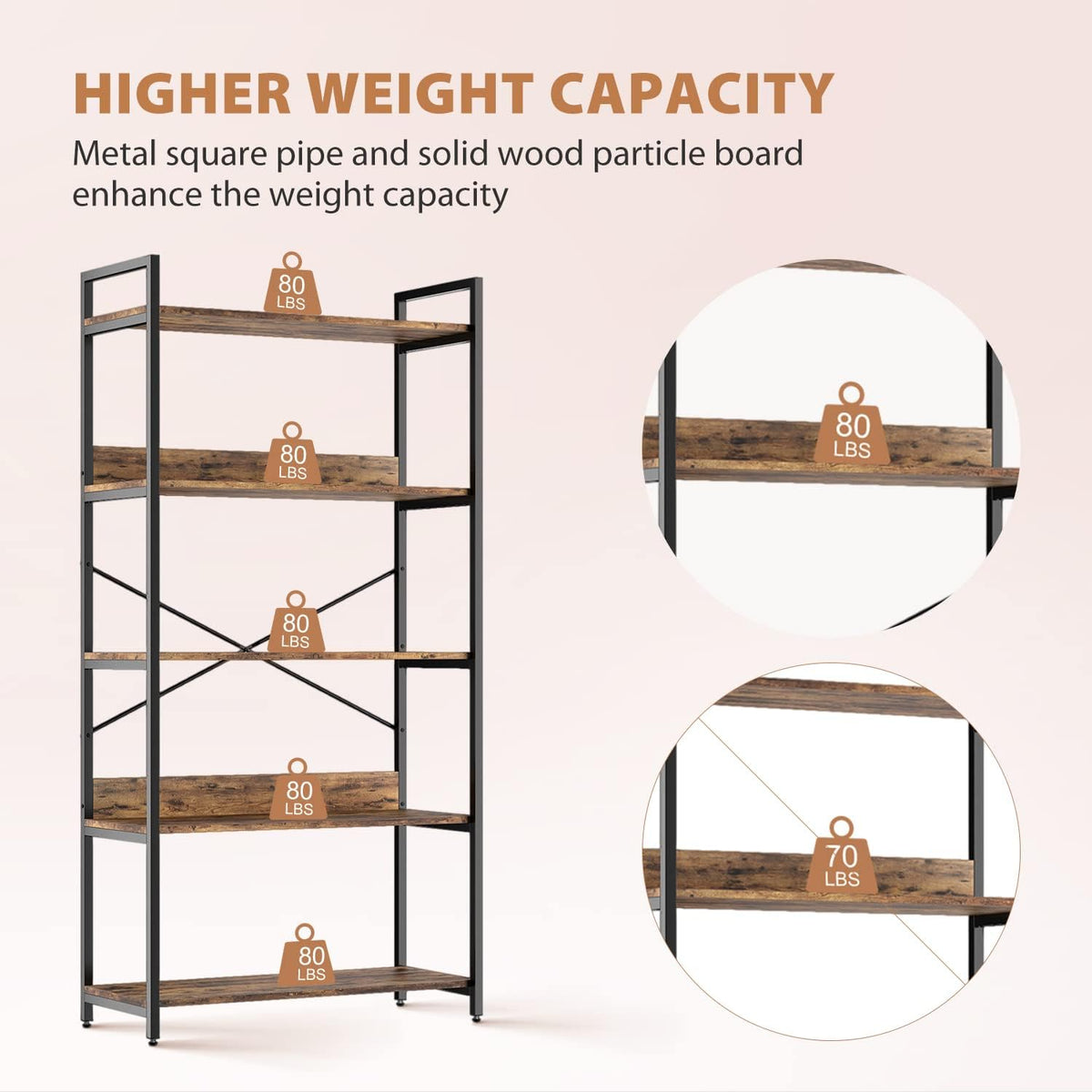 4 Tier Wood and Metal Bookshelf J521078