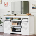 Black 34'' Tall TV Stand with Sliding Barn Doors Q7597