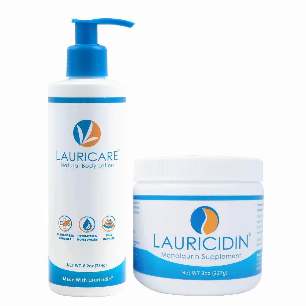 Monolaurin 227g Jar + Activated Derma Lotion 8.2 Ounce Bundle S816130