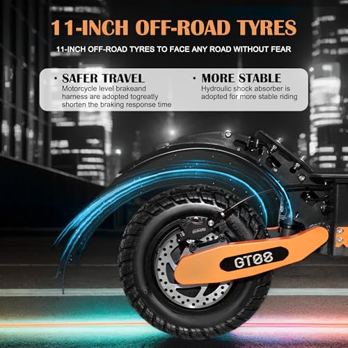 60V 27AH Electric Scooter with 5600W Dual Motor, 50MPH Speed, 40 Miles Range, 11" Vacuum Off-Road Tires, Folding E-Scooter Y604636