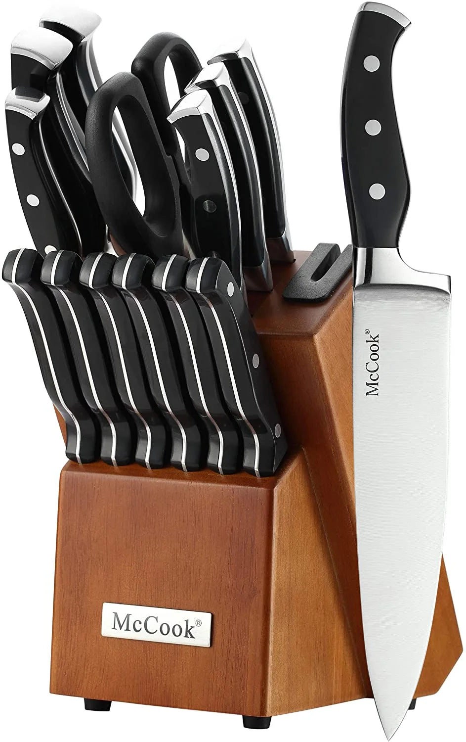 15 Pieces Kitchen Knife Block Set with Built-in Sharpener U42461
